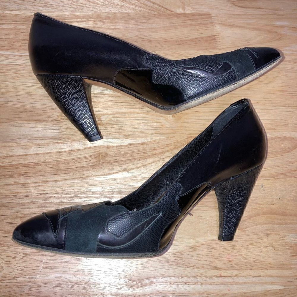 Hugo Boss, Mixed Media Patchwork Pumps Suede, Patent & Smooth Leather Women’s 36 - Picture 7 of 12